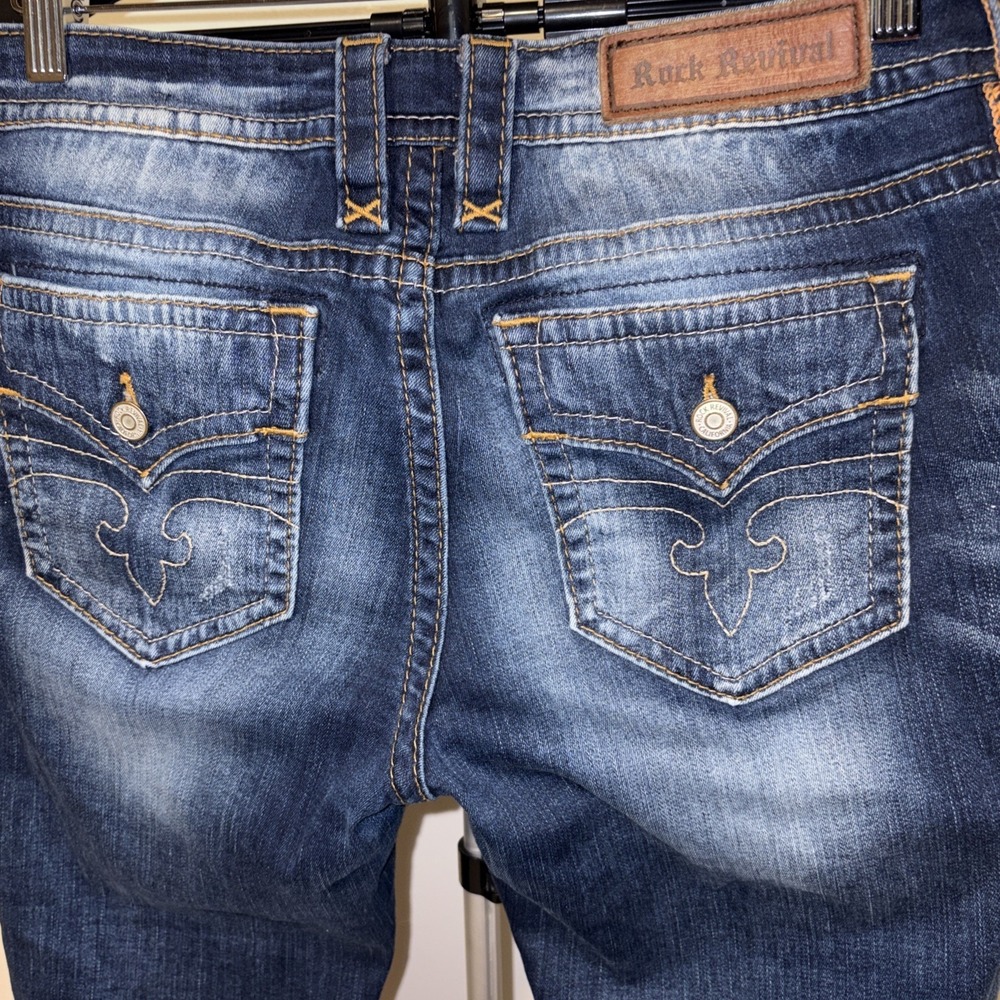 Rock Revival Jeans Julie Women 29 Blue Skinny Stretch Denim Embroidered Pockets